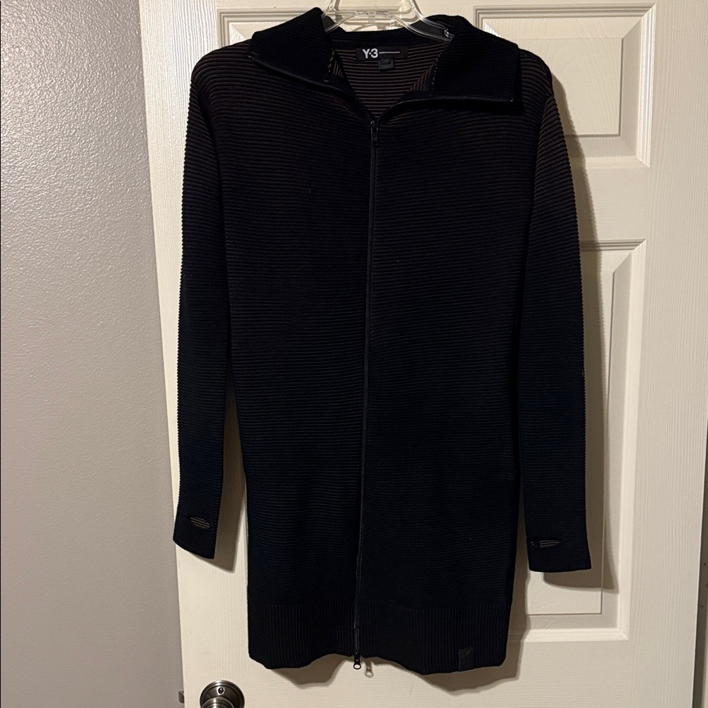 Y-3 Black Ribbed Zipper Cardigan